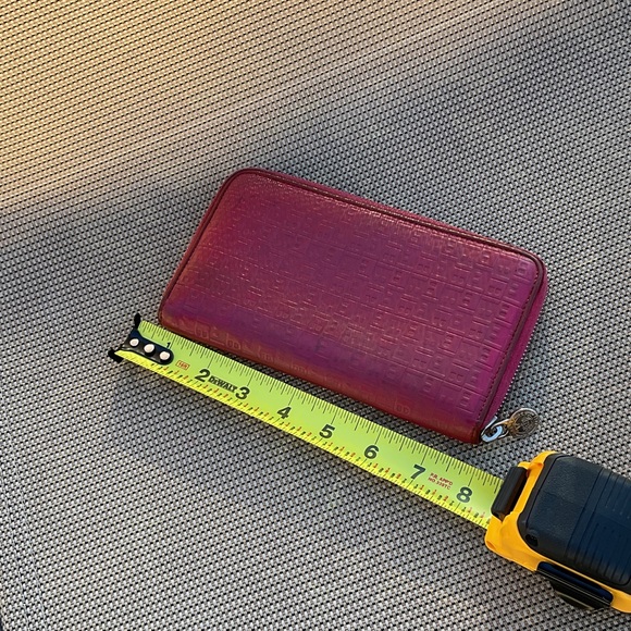 Bally Red Embossed Zip Wallet - Picture 2 of 15